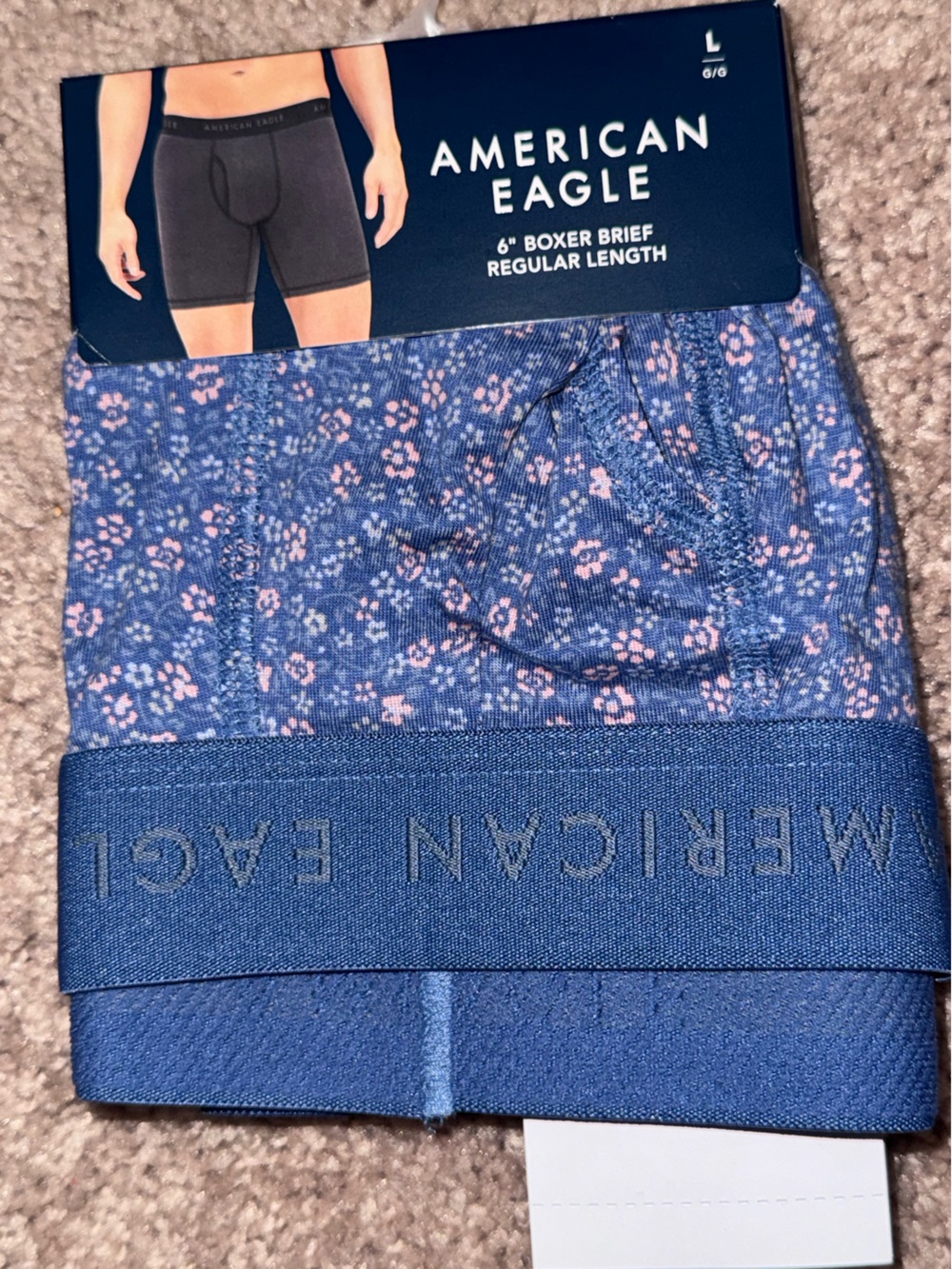American Eagle Outfitters Blue Boxer Brief with Pink Floral Print